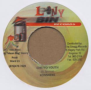 

7inch Record KONSHENS - Ghetto Youth NONE Loony Bin Recor Jamaica Reggae, Ska & Dub Used