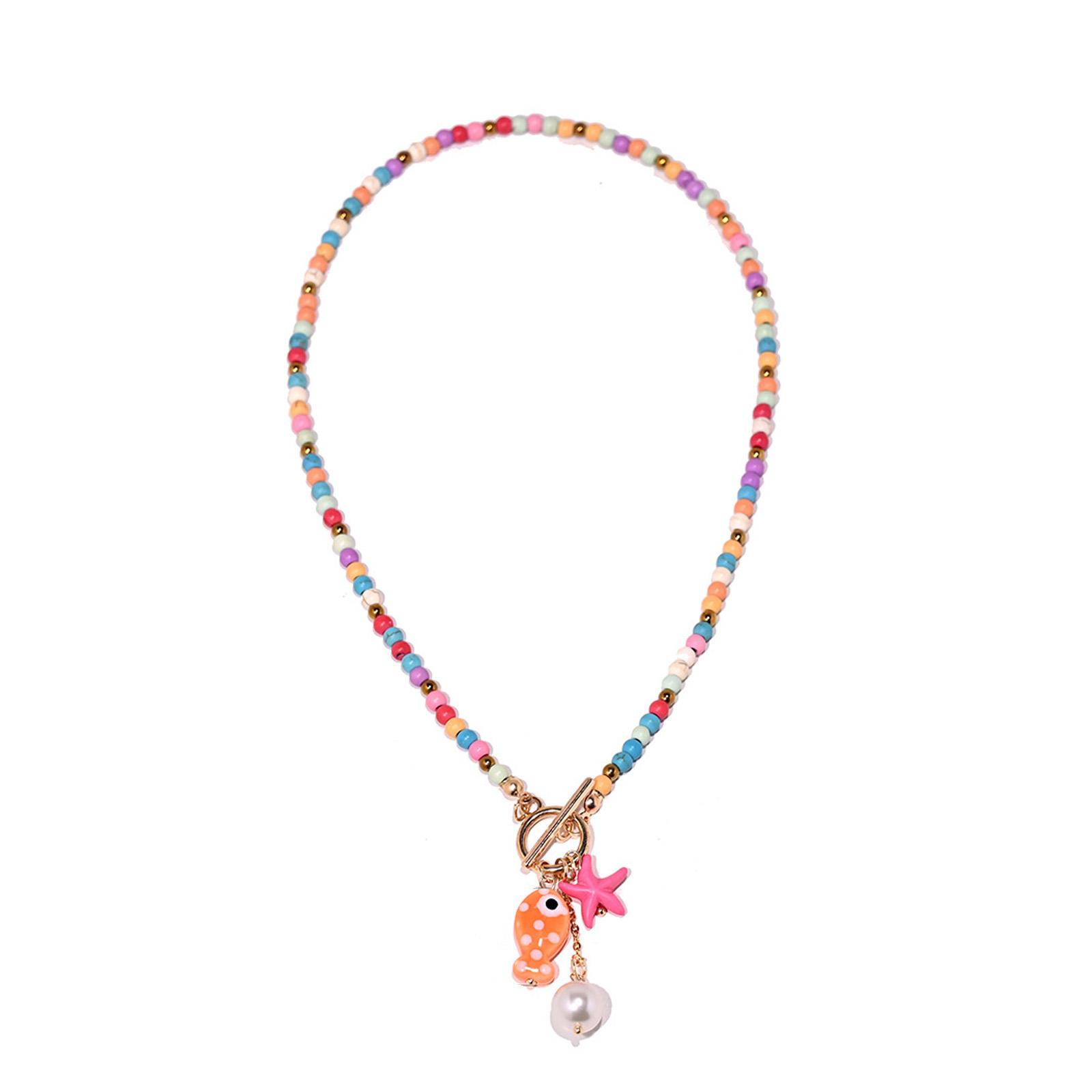 

Яркое Океаническое Рыбье Ожерелье-Шарм Из Прочных Керамических Бусин И Гипоаллергенных Материалов разноцветный