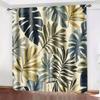 2pc Tropical leaf print curtains, polyester fabric, machine washable, suitable for bedroom, living room, office decoration