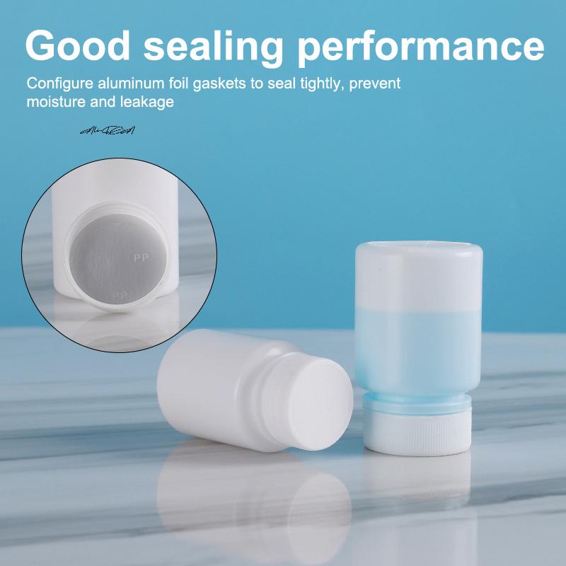 White Plastic Medicine Bottle 15-180ML with Screw Lid Food Grade PE Pill Storage Packing Container Case Holder for Home