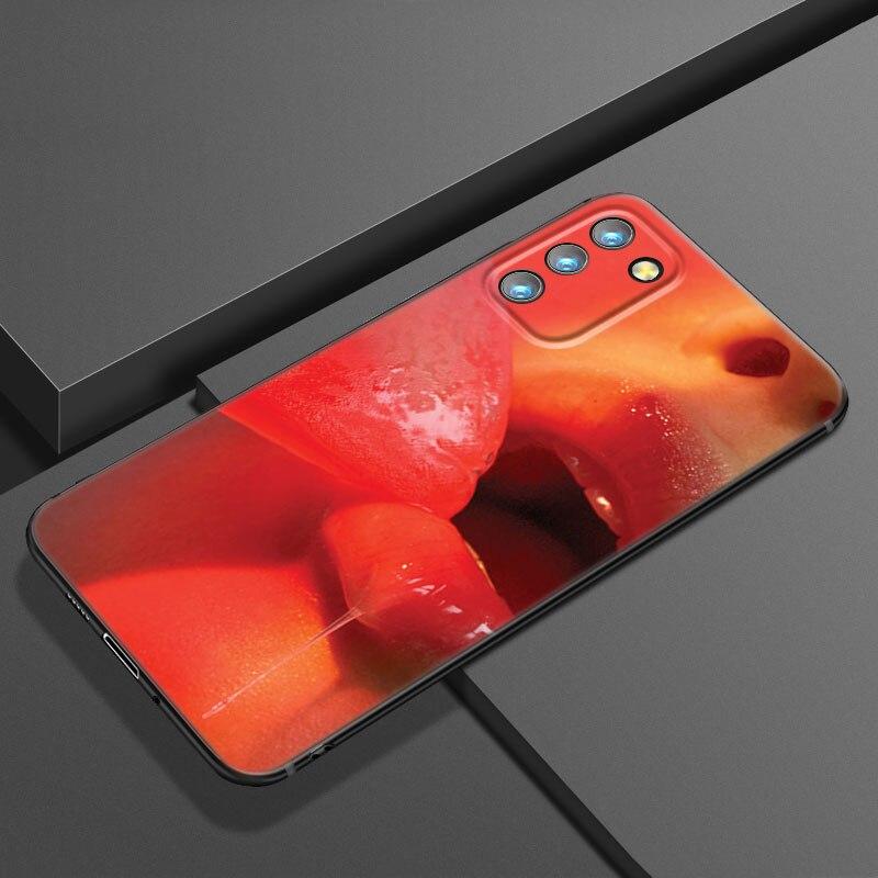 Beauty Red Lips Phone Case For Samsung Galaxy S20 S21 FE S22 Ultra S10 Lite S10E S9 S8 Plus S7 Edge Soft TPU Black Cover