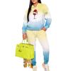 Flame splicing European and American autumn and winter casual long-sleeved suit women's hooded sweater trousers two-piece set