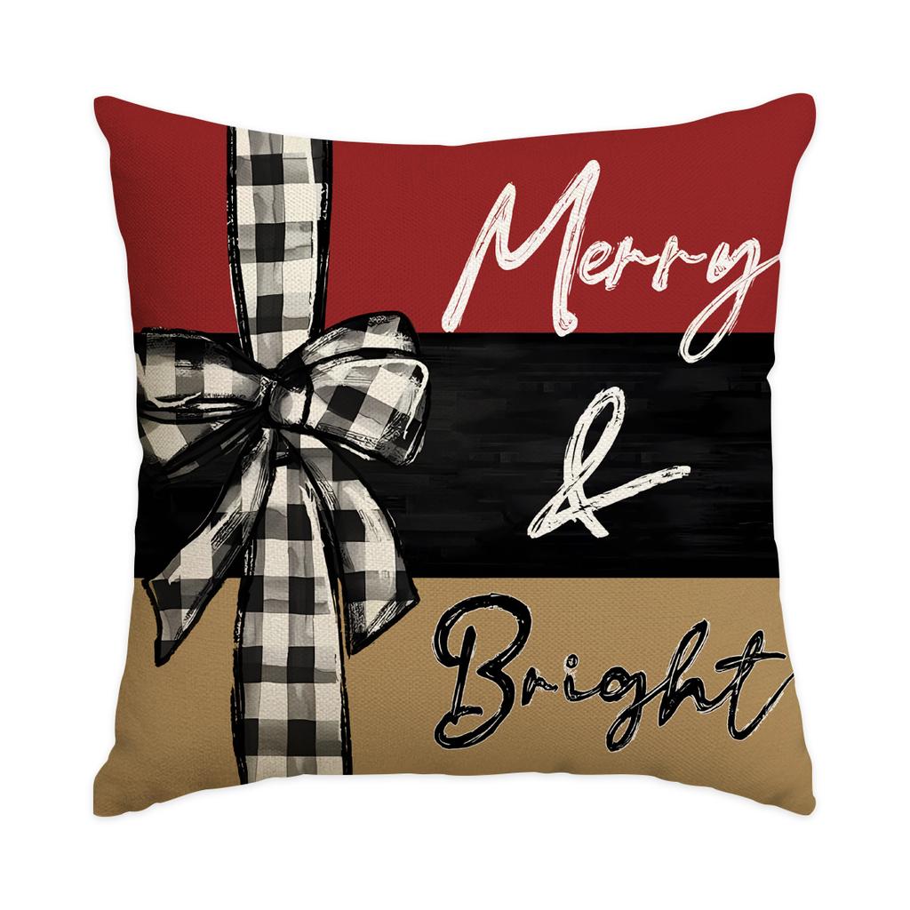 1/4Pcs Vintage Christmas Pillowcases, Christmas Tree, Christmas Elf Reindeer Design Cushion Covers, Winter Holiday Home Decor