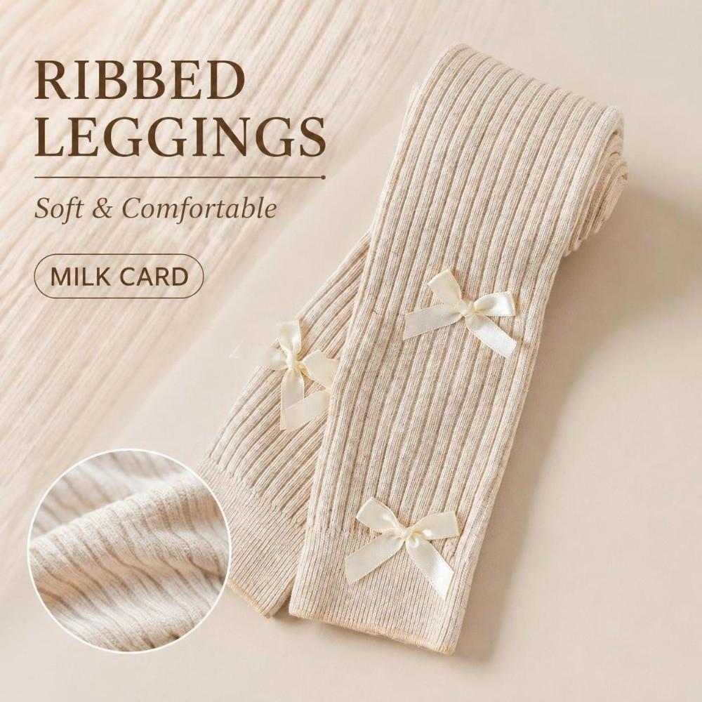 Striped Girls Bow Leggings Slim-Fit Children Ankle Pants Kids Ribbed Tights Girls 1-6 Years Old