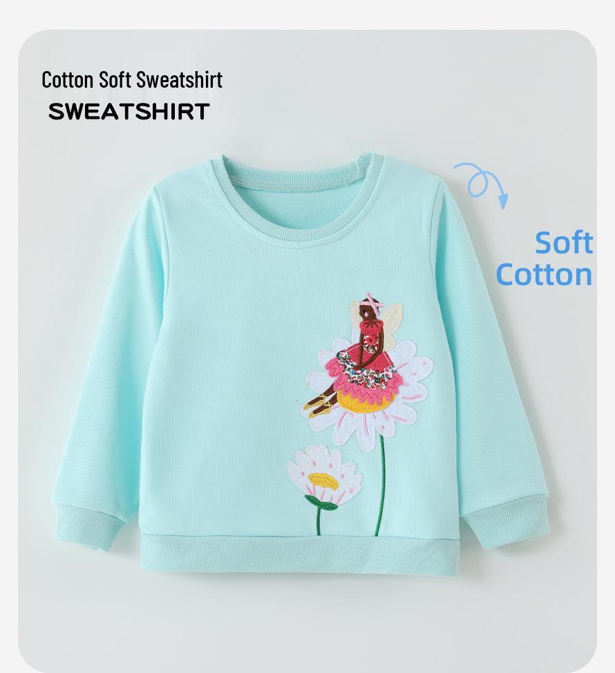 Autumn/Winter Girls' European Style Embroidered Long Sleeve Round Neck Toddler Hoodie