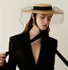 Summner Wheat Straw Handmade Woven Sun Hats for Women Long Ribbon Mesh Fashion Holiday Panama Lady Sun Cap Vacation Leisure Hat