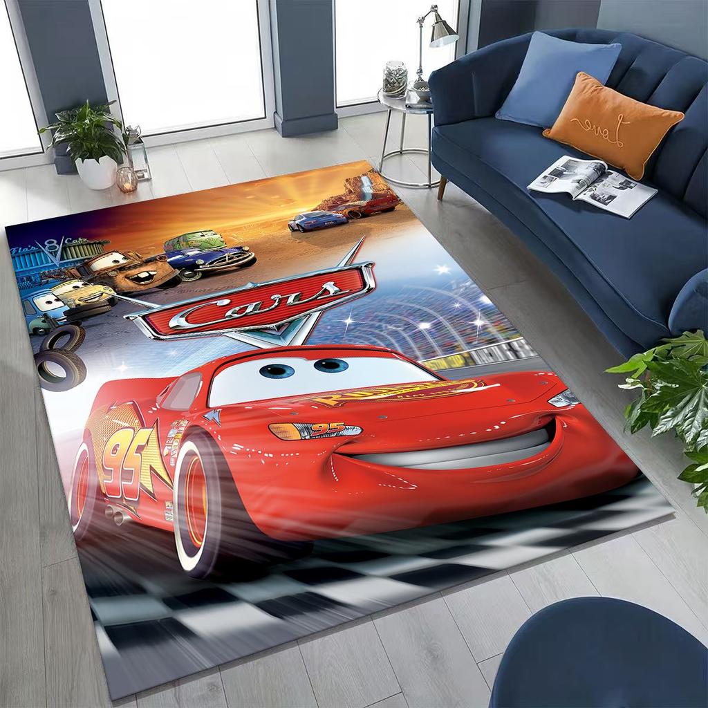 3D Lightning McQueen Cars Cartoon Rug for Bedroom Living Room Sofa Home Doormat Decor, Large Kids Play Non-slip Floor Mat Gift