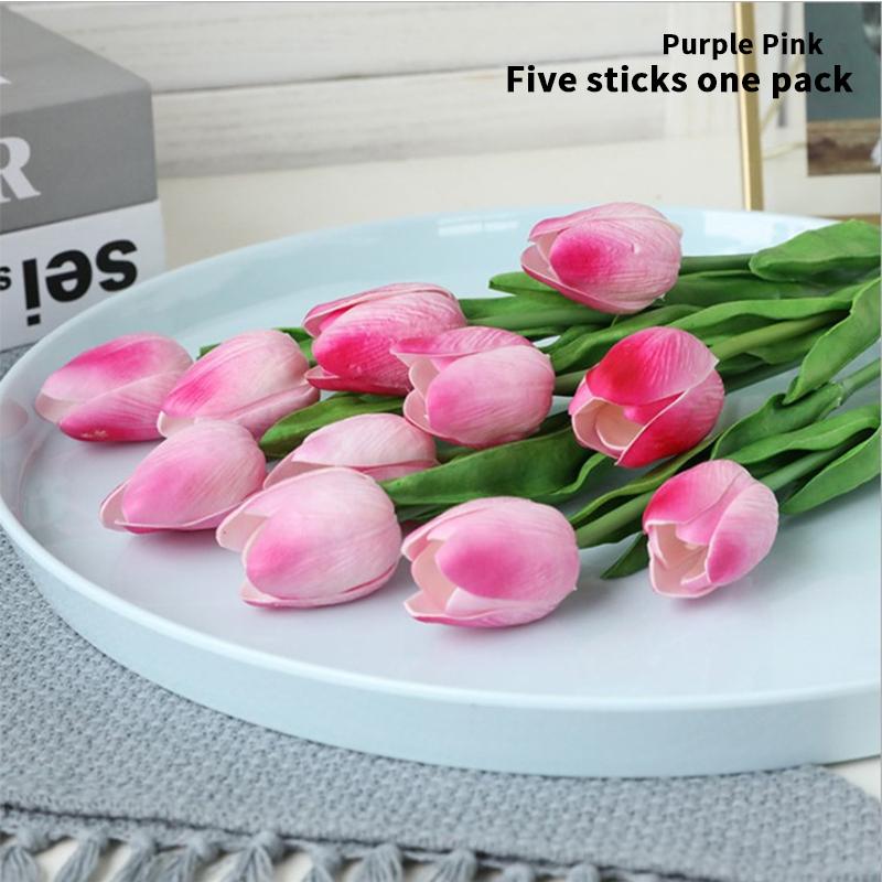 33cm PU Tulpe ewige Blume Haptik künstliche Blume Mini-Tulpen-Blumenarrangement Weihnachten Haus Garten Hochzeitsdekoration pink