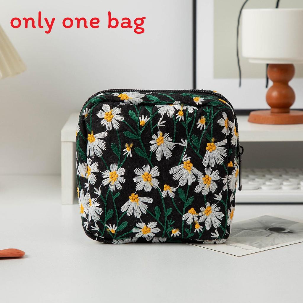 Breathable Canvas Toiletry Organizer With Flower Embroidery For Women And Men