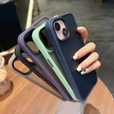 IPhone 15 Matowe etui na telefon w dotyku skóry 1413MAX Półprzezroczyste Odporne na odciski palców 12PRO Złota osłona Akrylowe etui ochronne