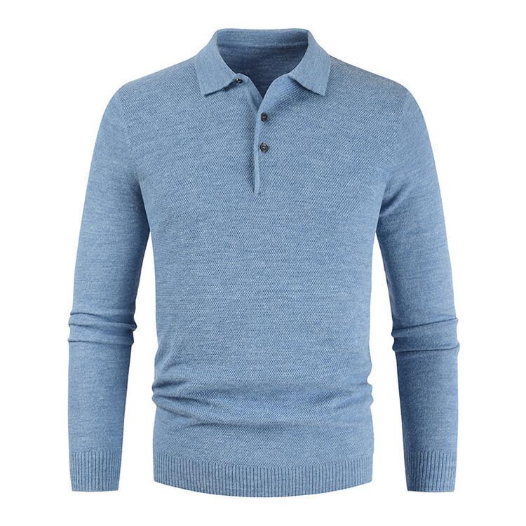 Men's Casual Long Sleeve European Size Polo Knit Sweater