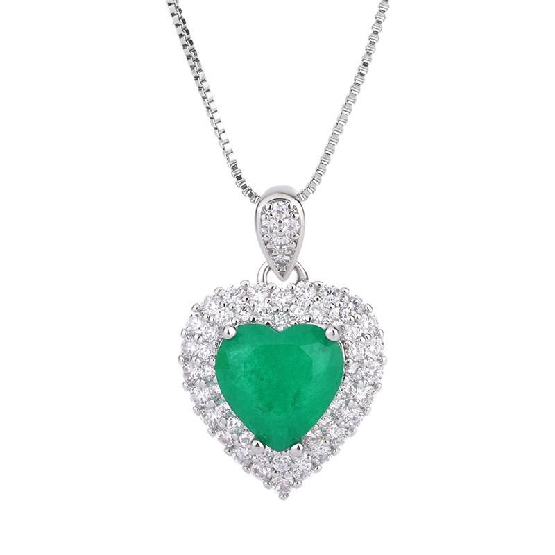 Simulated Paraiba Necklace Ring Earring Three Piece Set Colorful Treasure Inlaid Emerald Green Heart Earrings Pendant Bracelet