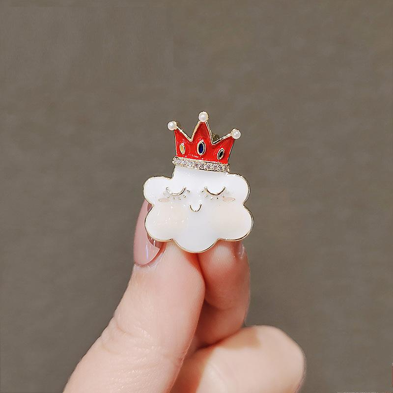 Crown Cloud Cute Anti-glare Brooch, Light Luxury and Niche Anti-glare Buckle Oil Brooch, Elegant Pin