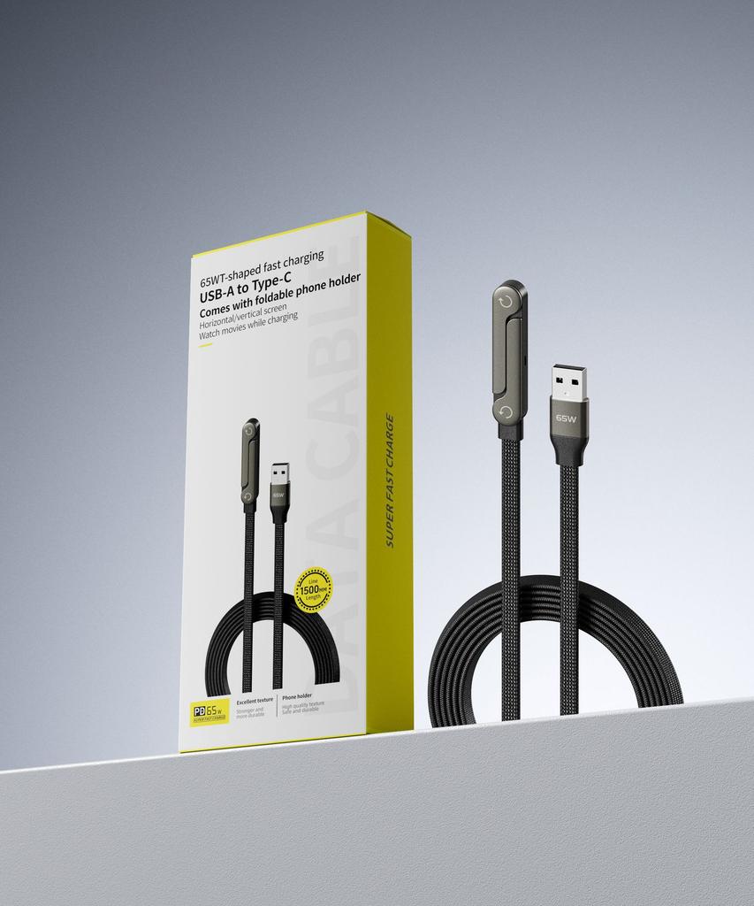 New 240W Fast Charging Foldable Phone Holder Data Cable Fast Charging Cable Phone Tablet Holder 2-in-1 With Built-in Phone Stand