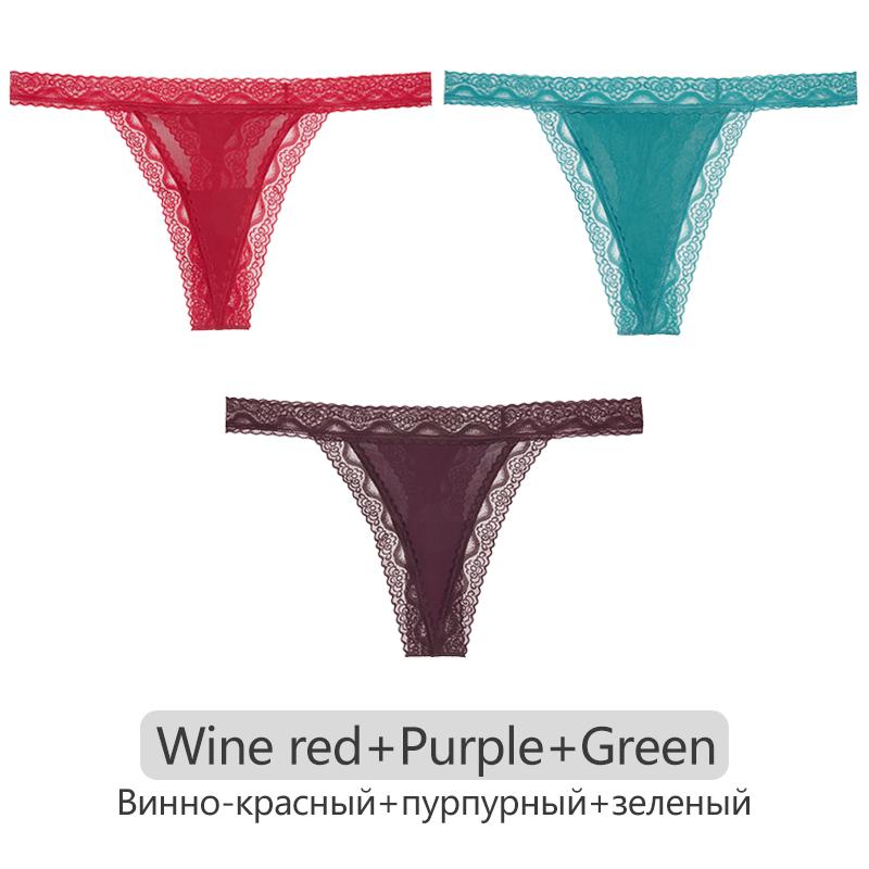 Women Thongs 3Pcs/set Lace G-sting Panties Female Sexy T-Back Underwear S-XL Ladies Thong Underpants Nylon Thongs Lingerie 2023