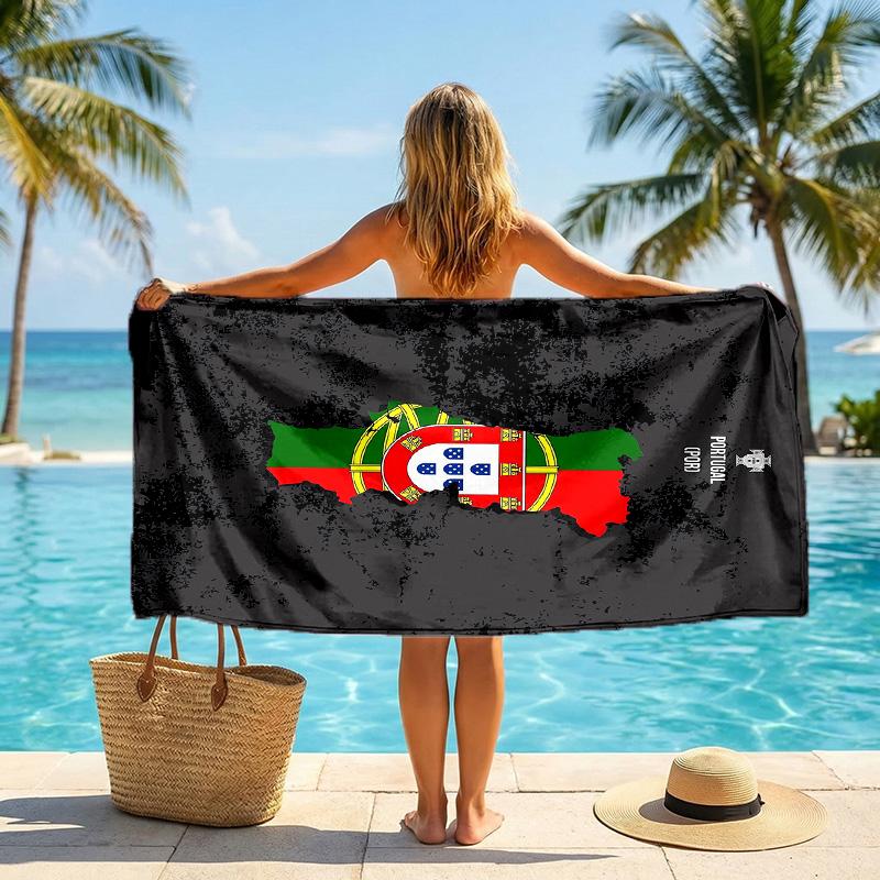 Nationalmannschaft Portugal Strandtuch Weiches Mikrofaser Sommerhandtuch Schnelltrocknend Saugfähiges Handtuch für Strand Schwimmbad Reisen