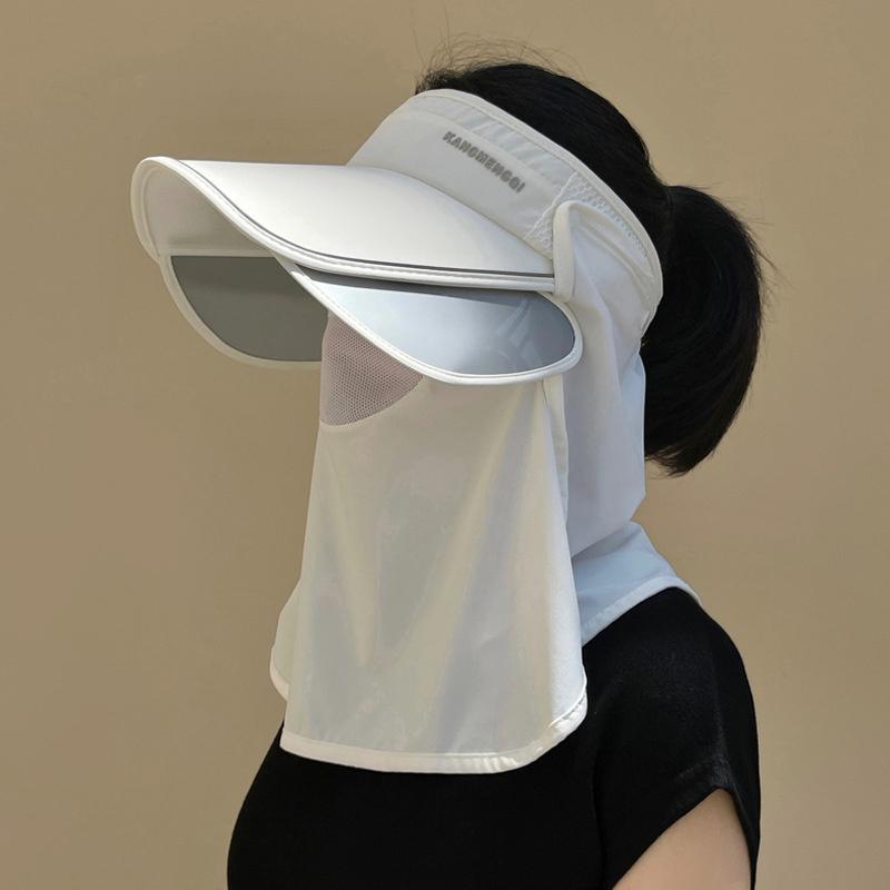 

Сетчатая крышка для рта, кепка из ледяного шелка, однотонная широкополая солнцезащитная кепка-шаль, тонкие акриловые волокна, солнцезащитный козырек с защитой от ультрафиолета, весна белый