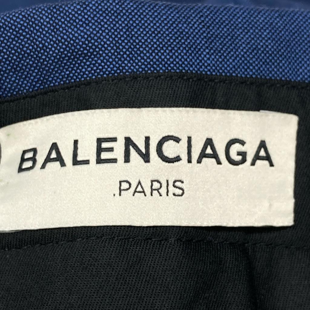 Balenciaga 15Stainless Steel 372044 Blue Wool Tucked Shorts Bottoms 46 NavyUsed