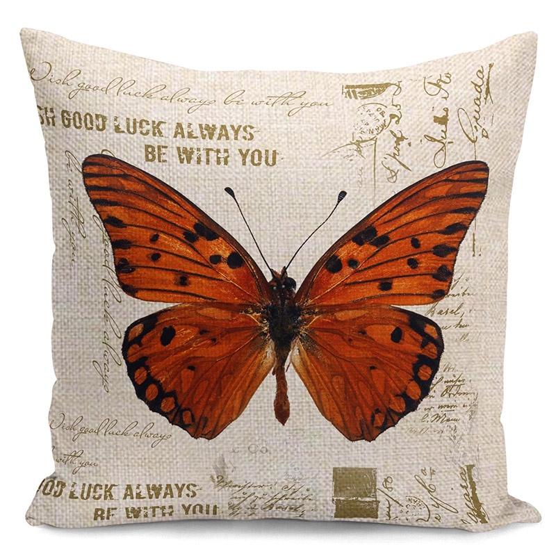 Elegant 18" Butterfly Bees Cotton Linen Pillow Case For Stylish Home Decor