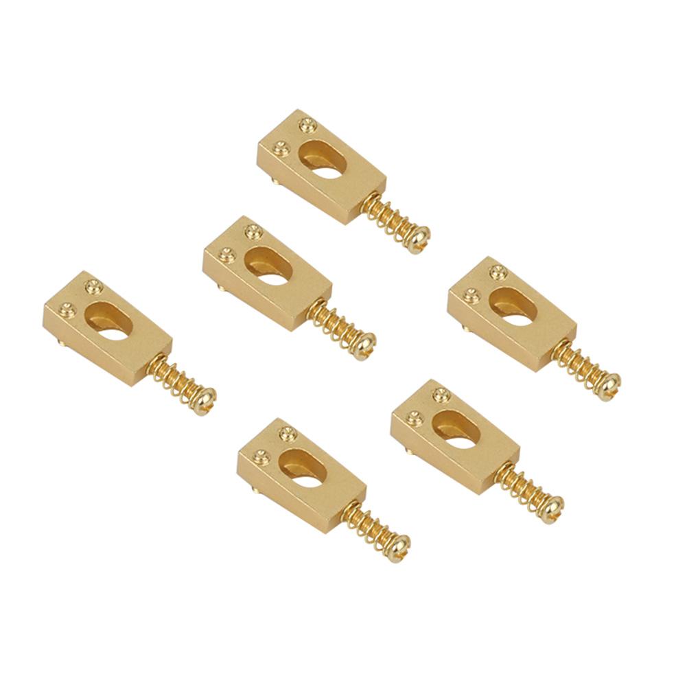 6Pcs Guitar Bridge Saddle Brass String Saddles Replacement Electric Guitar AccessoriesGold
