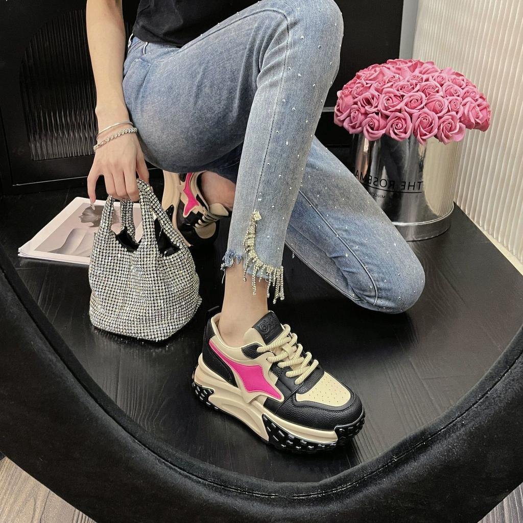 Hyunya Style Color Matching Dad Shoes Spring New Student Breathable Casual Shoes Show Feet Small Women's Shoes