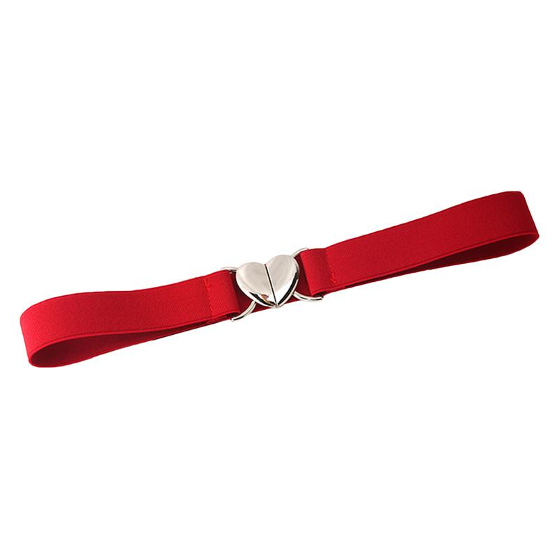 Women Elastic Belts Love Heart Metal Buckle Waist Dress Coat Sweater Decorative Elegant Exquisite Waistband Accessories