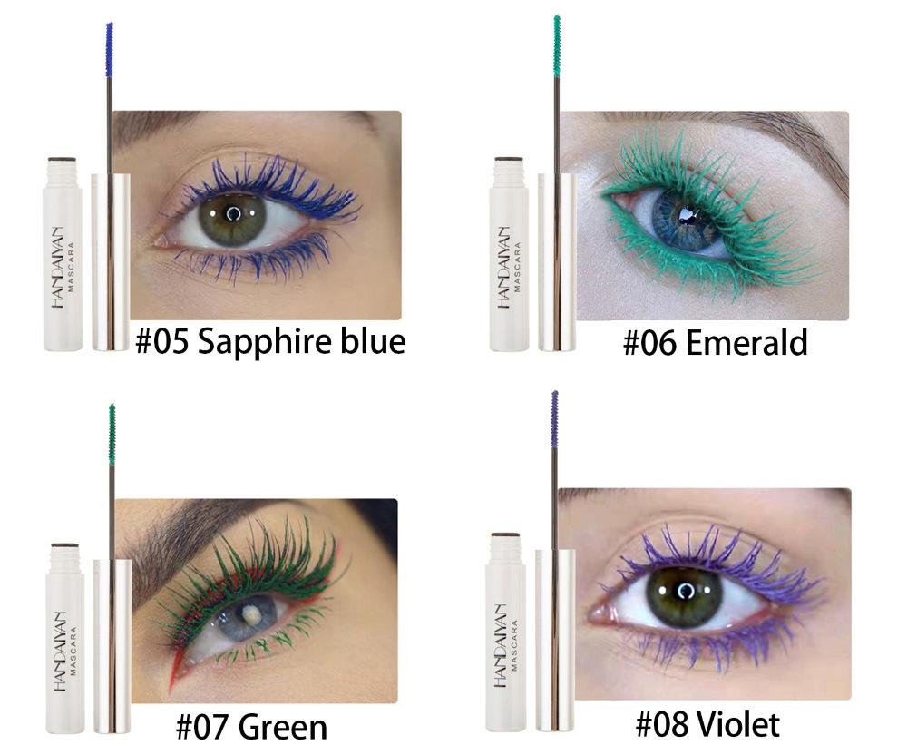 3D Farvet Øjenvippemascara Vandtæt Sort Hvid Lilla Blå Vipper Mascara Volumen Grøn Rød Brun Makeup Farve Kosmetik