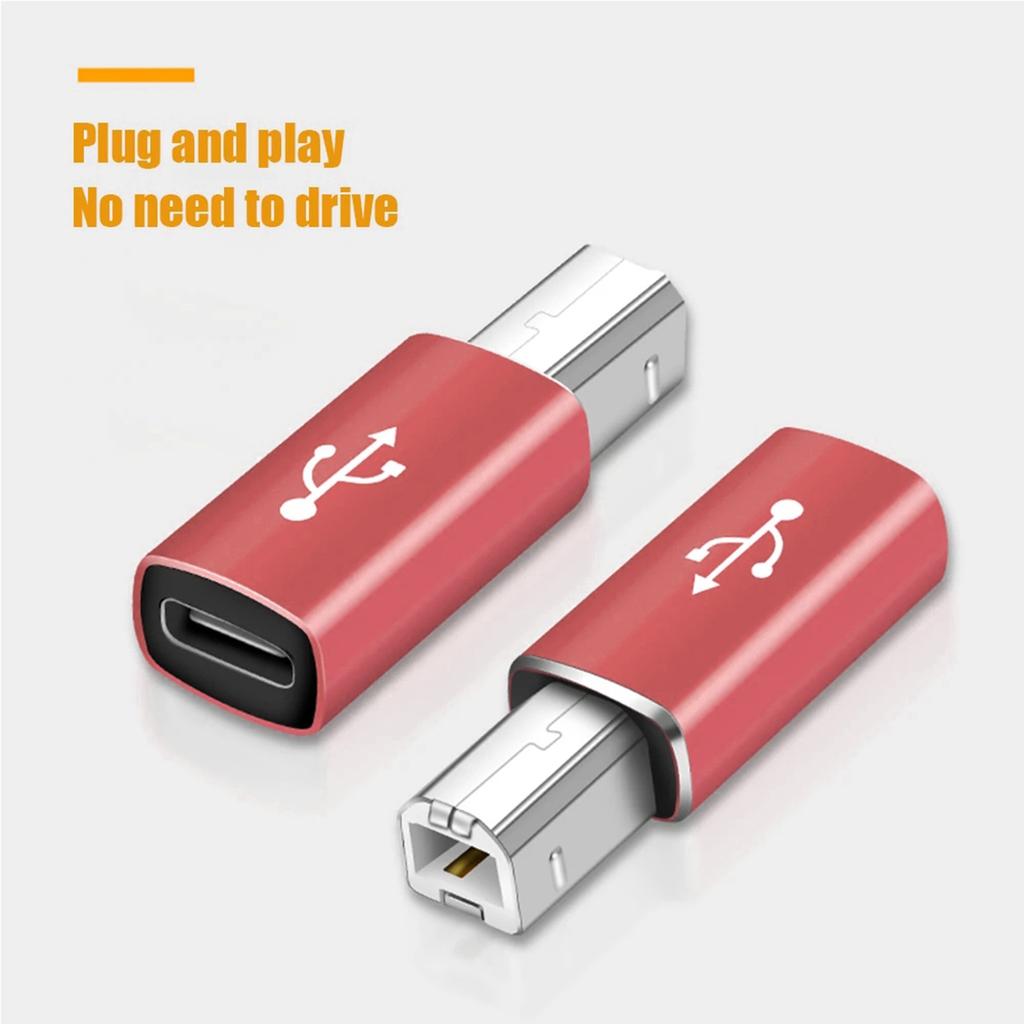 Portable USB C Female to MIDI Adapter Female USB C to Male USB B Printer Adapter High-Speed Transmission Connector