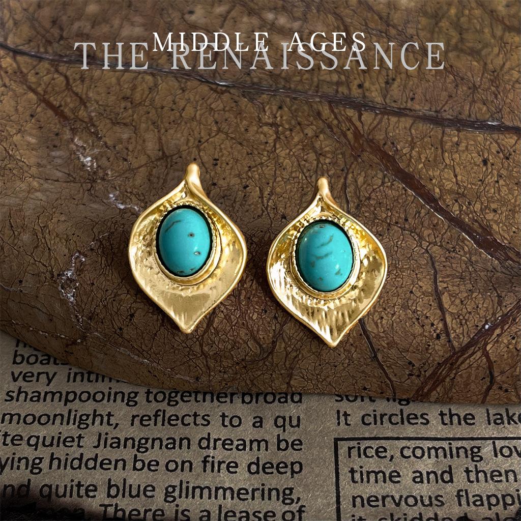 Коллекция серег из синтетической бирюзы, литературные ретро этнические серьги для женщин