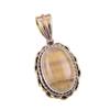 Pendente Bicolore in Argento Sterling Massiccio 925 con Pietra Naturale di Fluorite 1,50" R0e02