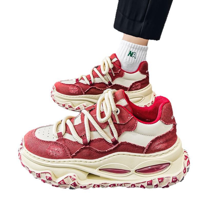Europäische Station Herrenschuhe Live-Übertragung Trendmarke High-End Casual Sportschuhe Student vielseitig dicksohlig höhenvergrößernd Fried Street Dad Shoes