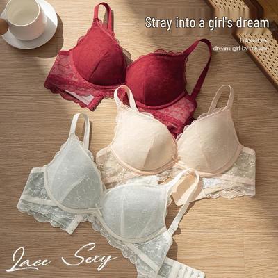 Reggiseno Push-Up Romantico in Pizzo Francese: Comodo, Anti-Cedimento, Design Senza Ferretto per Adolescenti