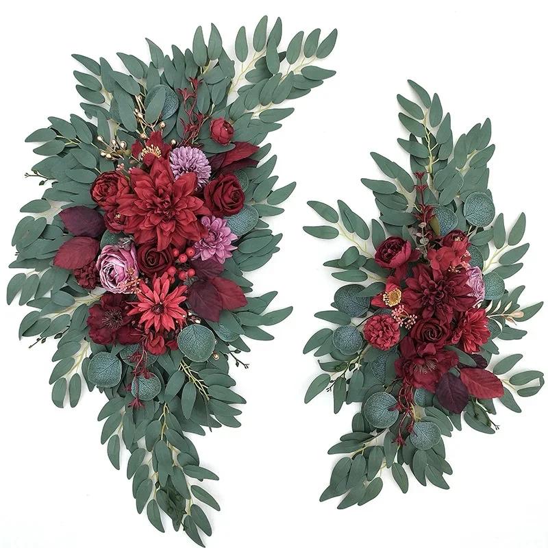 2 Piece Large Artificial Flower Arch Wedding Decor Floral Display Background Fake Plant Party Wall Ceremony Holiday Decoration