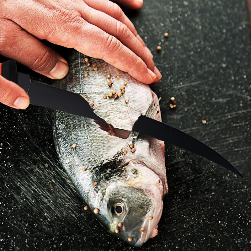 Non-slip Fish Scale Scraper Stainless Steel Fish Fillet Cutting Knife Rubber Handle Multifunctional Fishing Knife Fishing Tool Fishing Gear