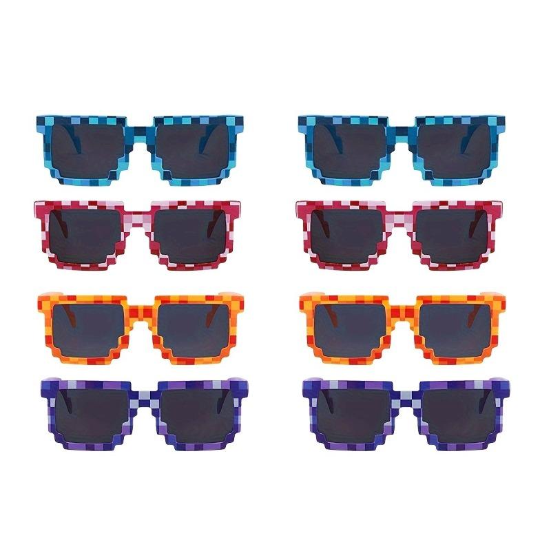 

8 Pairs of Pixel Glasses Plastic Miner Themed Party Gift Pixel Design Glasses Suitable for Gaming Parties and Birthdays
