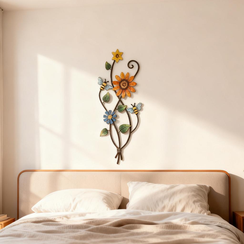 Metal Wall Art Flower Sculpture for Garden and Patio Decorative Hanging Indoor Outdoor Wall Mounted Craft Ornament