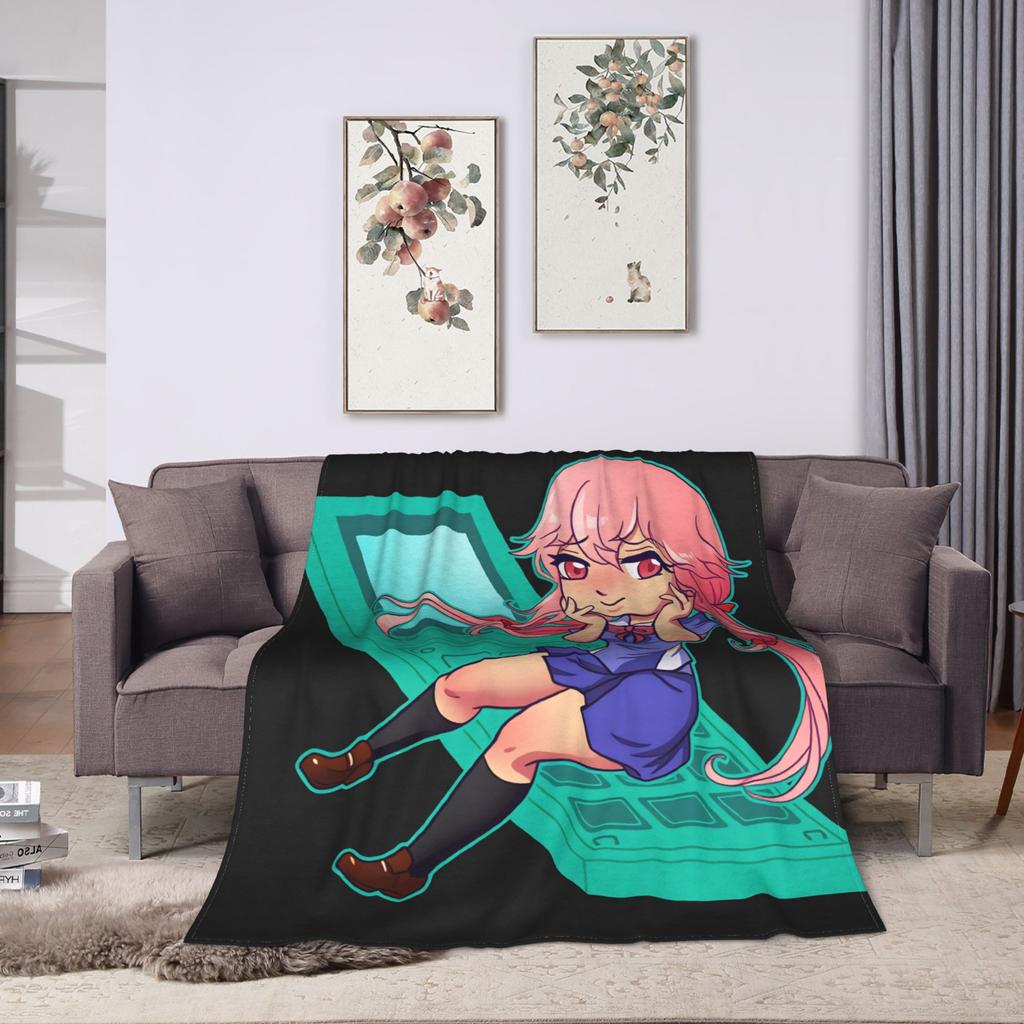 Mirai Nikki Gasai Yuno Blanket Quality Warm Soft  Throw Blanket Winter Girls Boys Living Room Graphic Bedspread