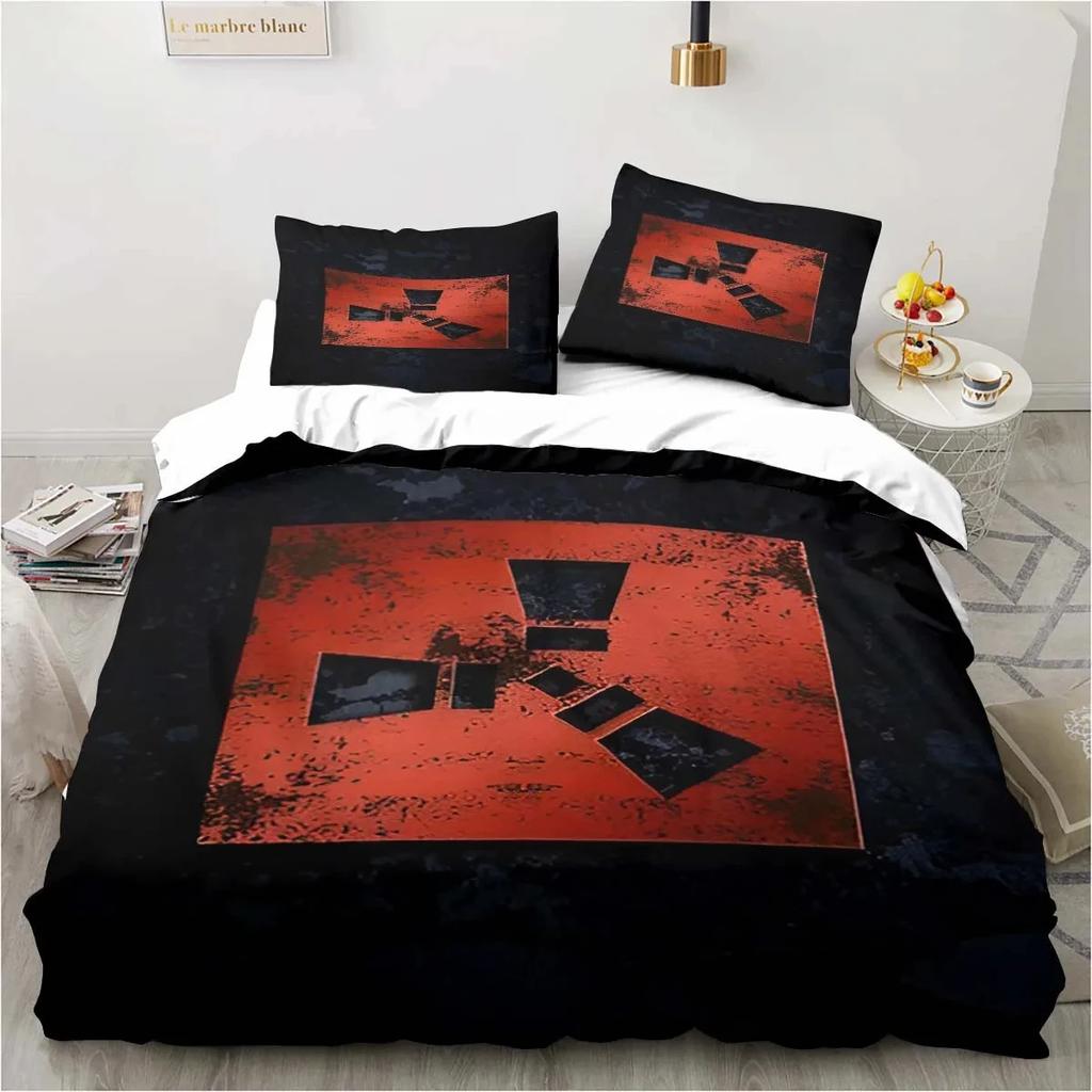 3D Print Rust Game Logo Bedding Set,Duvet Cover Comforter Bed Set Quilt Cover Pillowcase,King Queen Twin Size Boys Girls Adults