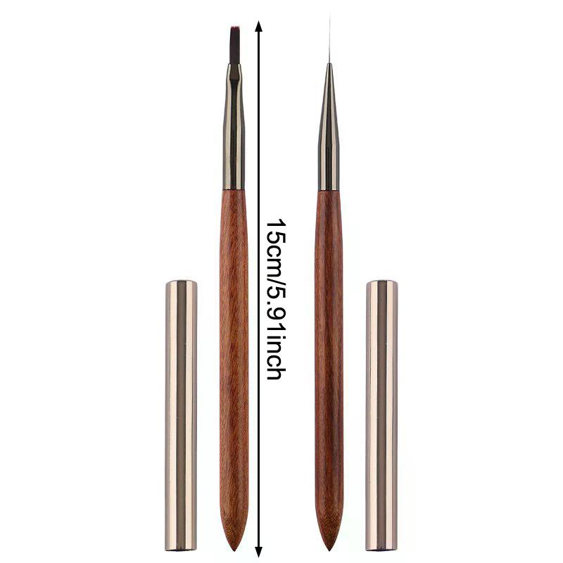 Durable Sandalwood Pole Nail Art Brush Professional Nail Liner Brush Nail Art Phototherapy Pen Nail Painting Brush