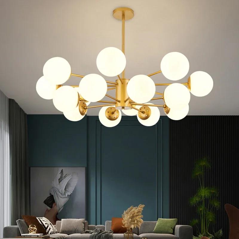 Nordic Luxury Chandelier Living Room Lighting Glass LED Ceiling Modern Design Dining Room Bedroom Kitchen Home Decoration