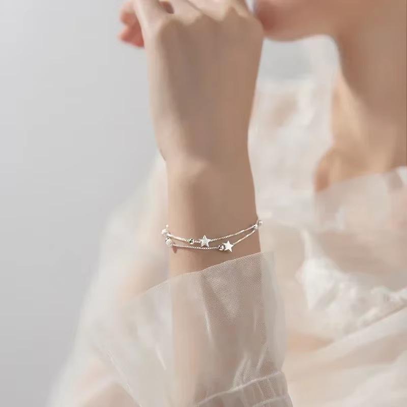Original 925 Silver Stars Bead Bracelets for Women Korean Adjustable Charm Lucky Bead Bracelet Luxury Party Jewelry