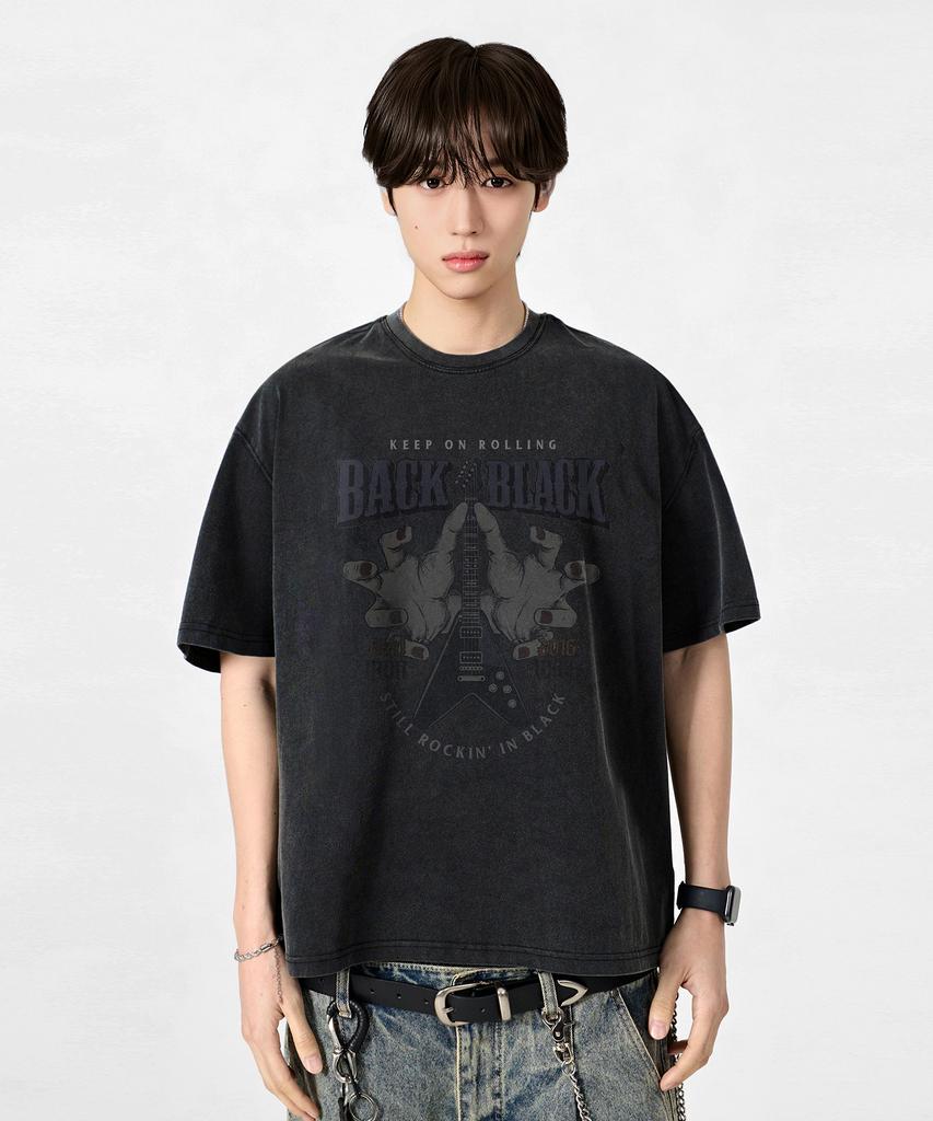 Dimiteulibeullaeg Vlad Vintage Black Semi-Crop T-Shirt_Pigment Charcoal