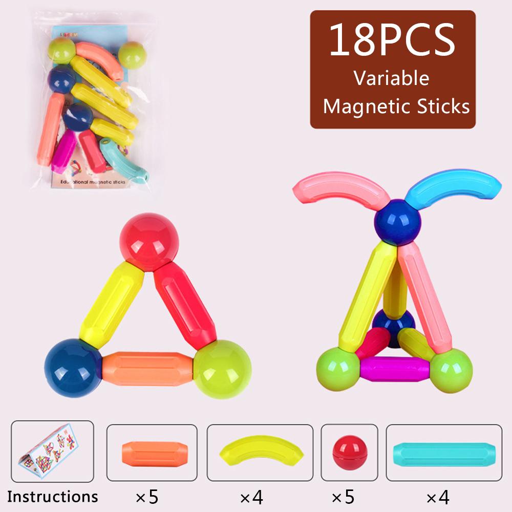 3D DIY Magnetic Rods Building Sticks Balls Blocks Toys Magnet Educational Set for Kids Non-Toxic Building Toy Puzzle With Storage Box Storming Games