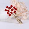 Women Enamel Rose Flower Bouquet Shape Brooch Pin Korean Style Shining Rhinestones Inlay Dress Coat Badge Jewelry Accessories
