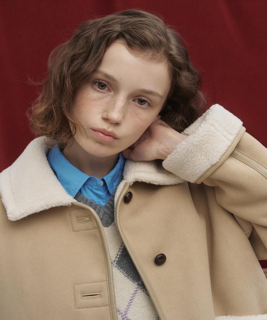 Covernat Woman Reversible Shearling Jacket Beige