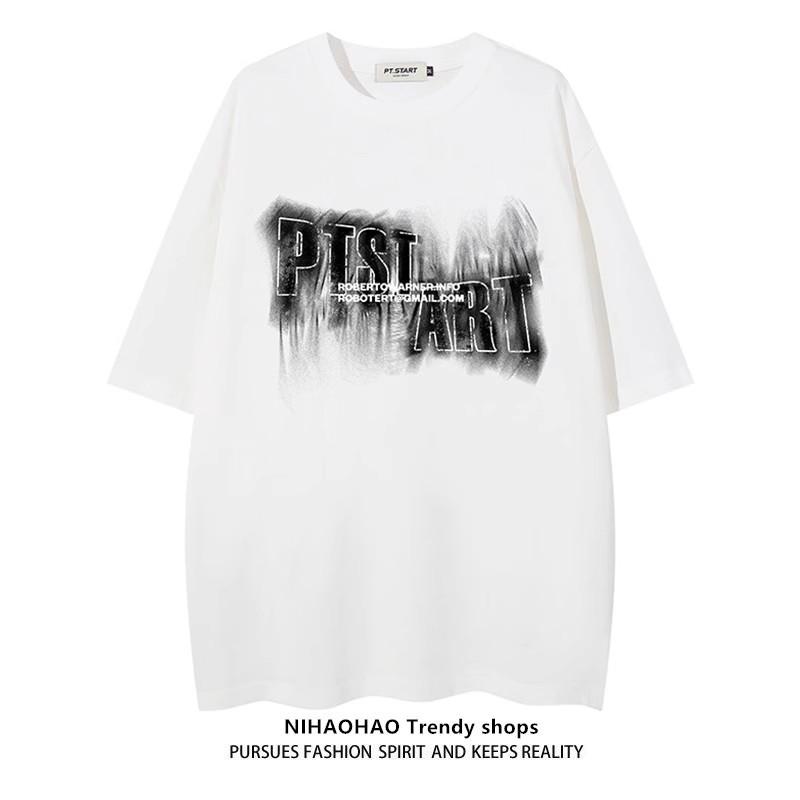 

Весна и лето, новая мужская универсальная футболка с коротким рукавом и принтом, модная повседневная футболка с круглым вырезом 3XL белый