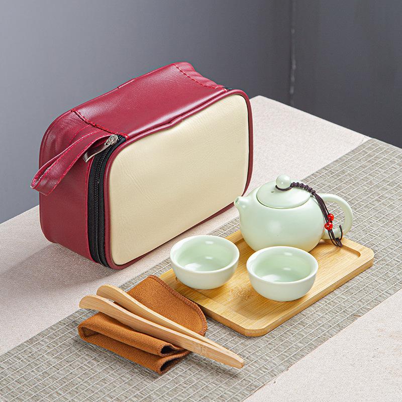

Portable Ceramic Kuaike Cup One Pot Two Cups Travel Tea Set Household Tea Pot Tea Cup Small Set Gifts