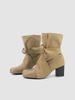 2025 New Canvas Butterfly-Knot Square Heels Boots Women Round Toe Slip-On Modern Boots Women High Heels Western Ankle Boot