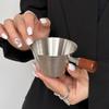 New 100ML Italian Espresso Measuring Cup Wooden Handle with Scale Small Milk Cups Stainless Steel Liquid Dose Tool