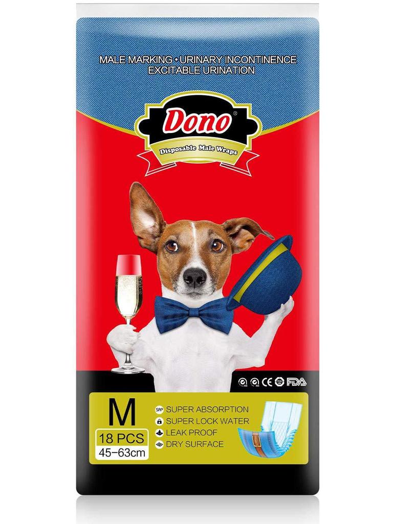 DONO Disposable Male Dog Diapers with Sanitary Napkins, Medium Size Pee Pads